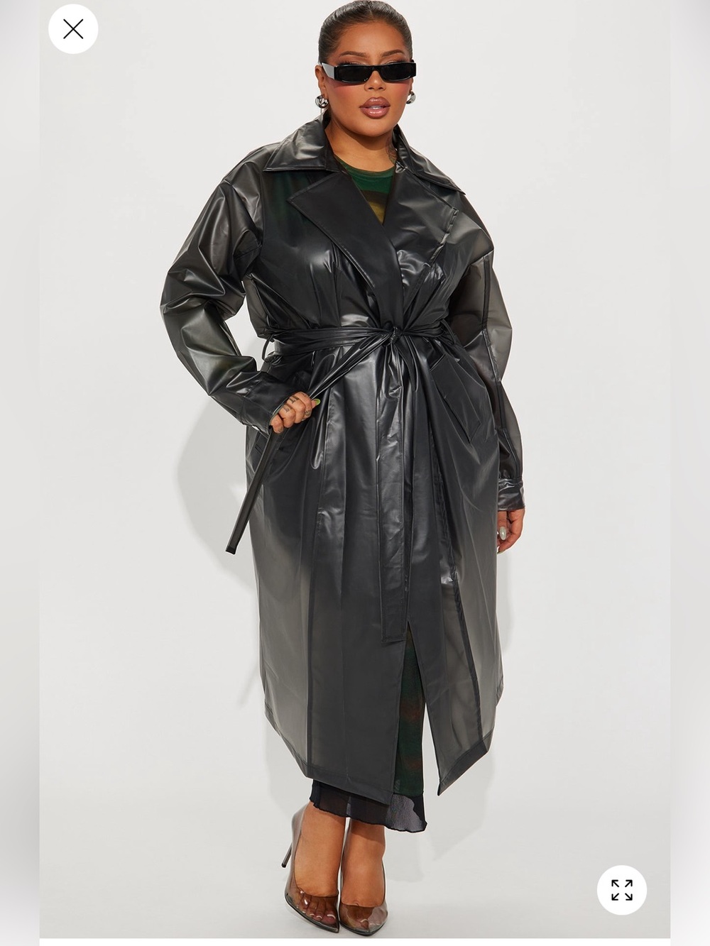 Fashion Nova Grey see through Trench Coat with Tie Belt